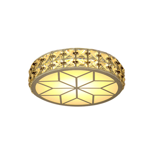 Modern Crystal Block Circle LED Ceiling Light, 6.5"/8.5" Width, Gold Flush Mount Fixture