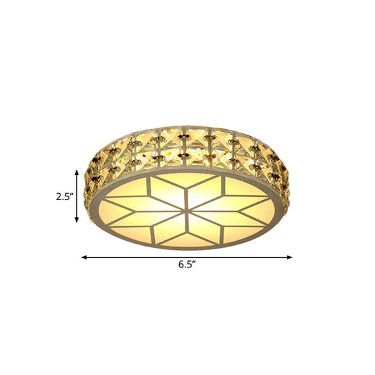 Modern Crystal Block Circle LED Ceiling Light, 6.5"/8.5" Width, Gold Flush Mount Fixture