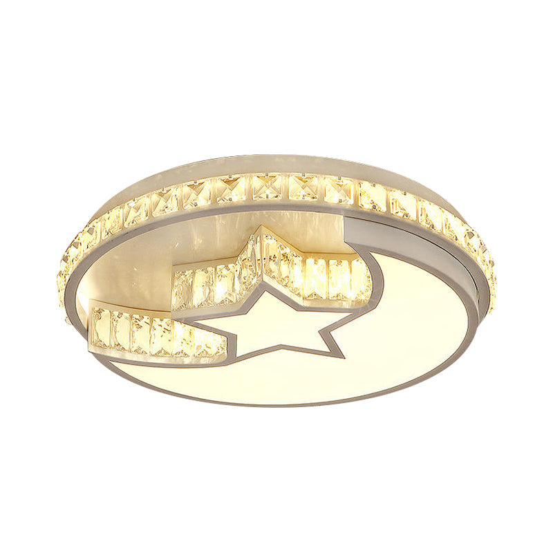 Plafonnier LED moderne à encastrer en chrome avec motif étoile et croissant