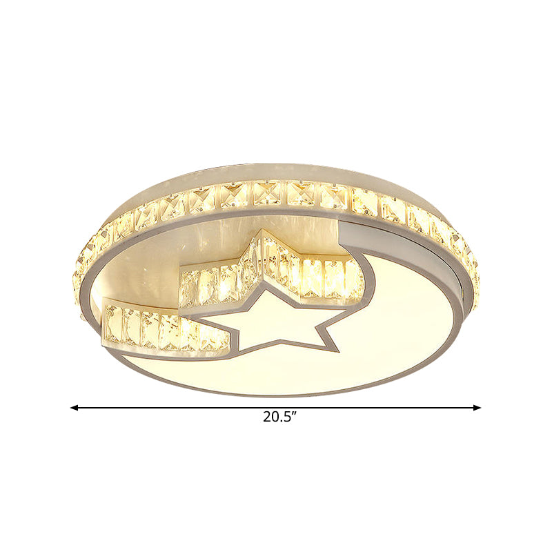 Plafonnier LED moderne à encastrer en chrome avec motif étoile et croissant