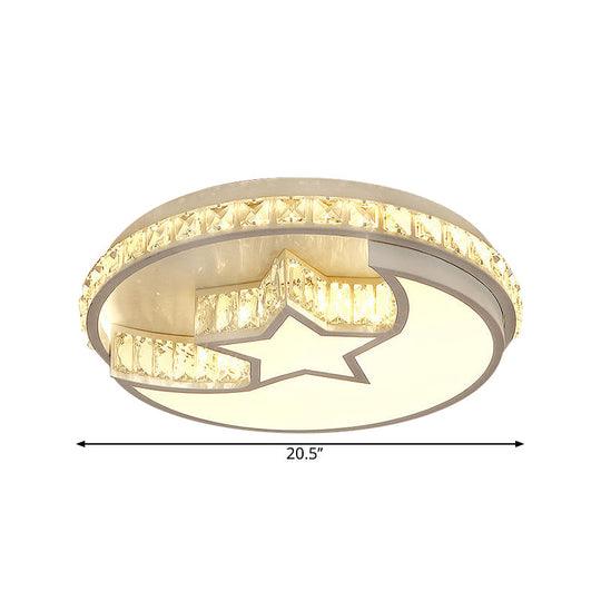 Plafonnier LED moderne à encastrer en chrome avec motif étoile et croissant