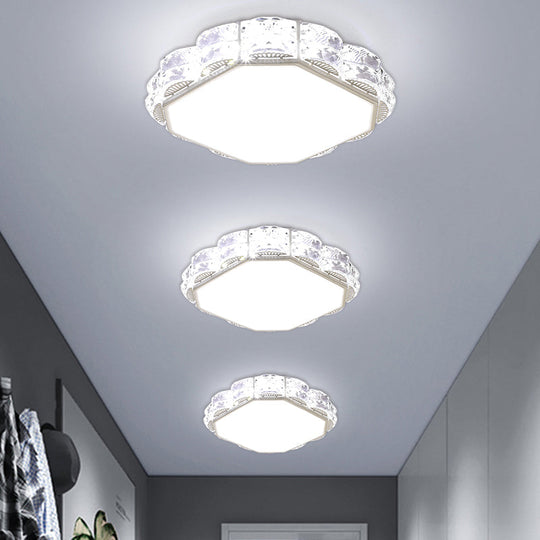 Minimalist Crystal LED Flush Lamp in Black/White