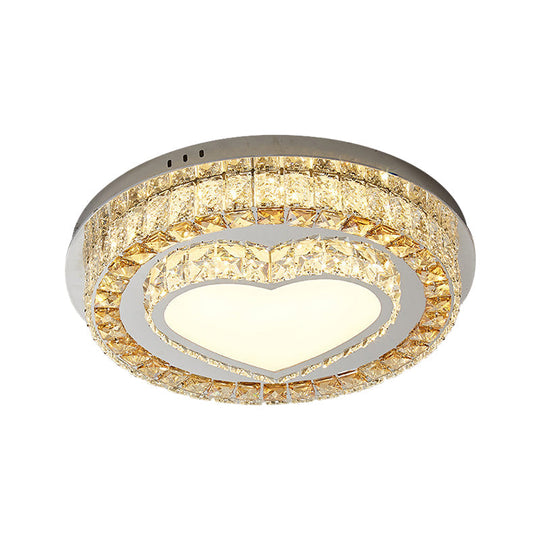 Modern LED Chrome Ceiling Light with Crystal Block Shade for Bedroom