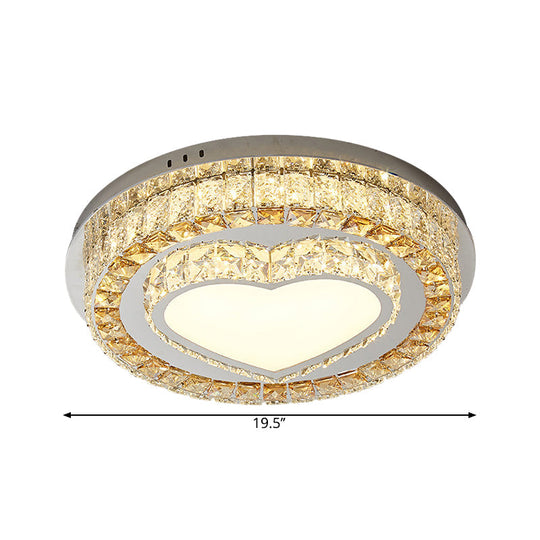 Modern LED Chrome Ceiling Light with Crystal Block Shade for Bedroom