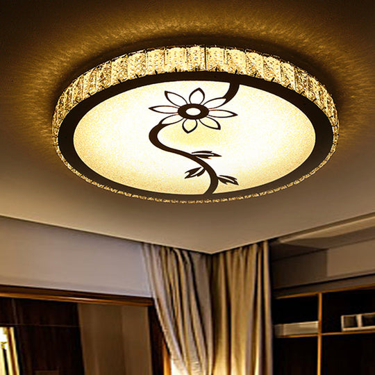 Plafonnier LED moderne en chrome avec motif fleuri – Circle-Close Design