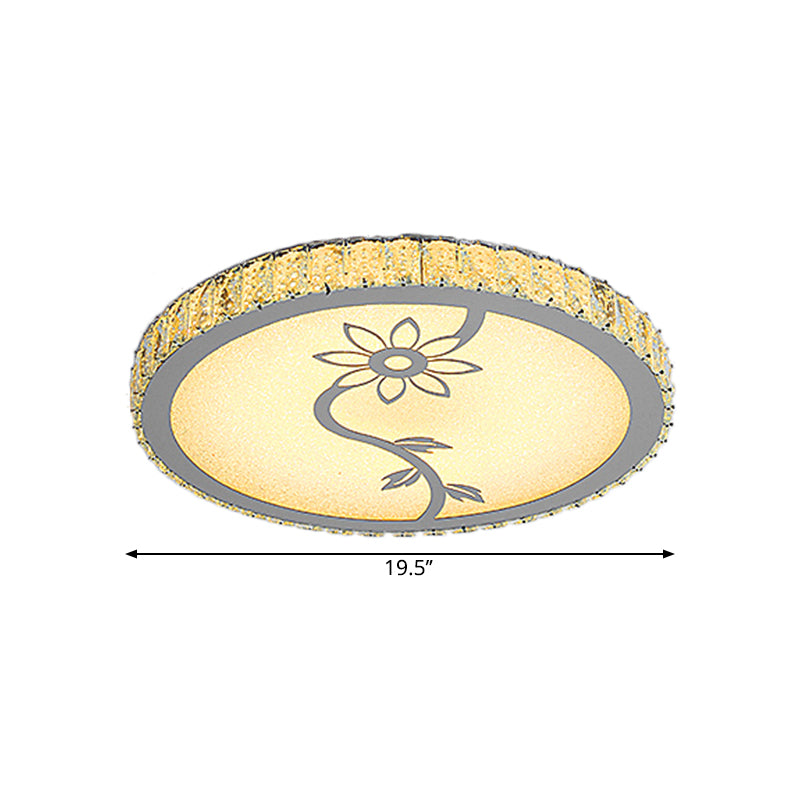 Plafonnier LED moderne en chrome avec motif fleuri – Circle-Close Design