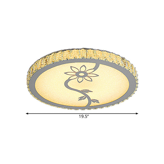 Plafonnier LED moderne en chrome avec motif fleuri – Circle-Close Design