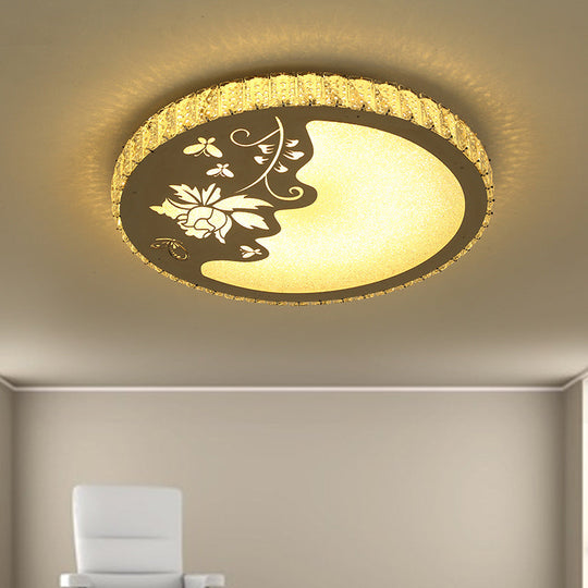 Modernist LED Flush Mount Crystal Ceiling Lamp with Butterfly & Flower Design