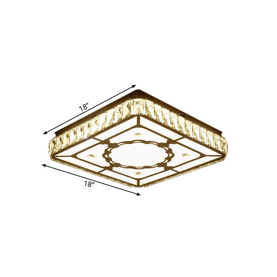 Chrome LED Crystal Block Ceiling Flush Lamp for Modern Living Room