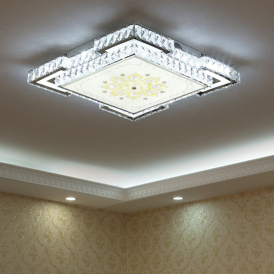 Minimalist Crystal Led Flush Mount Ceiling Fixture In Chrome
Or
Faceted Chrome