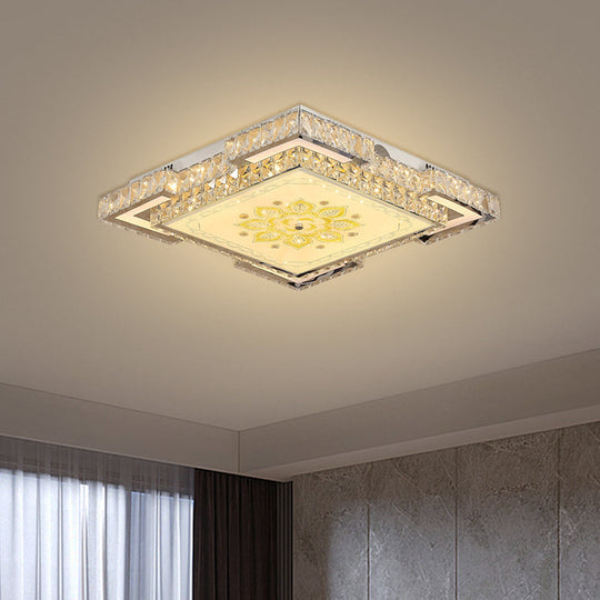 Minimalist Crystal LED Flush Mount Ceiling Fixture in Chrome"
or
"Faceted Crystal LED Flush Mount Ceiling Fixture in Chrome