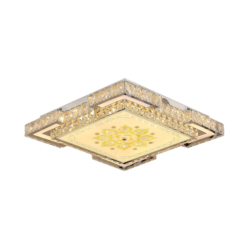 Minimalist Crystal LED Flush Mount Ceiling Fixture in Chrome"
or
"Faceted Crystal LED Flush Mount Ceiling Fixture in Chrome