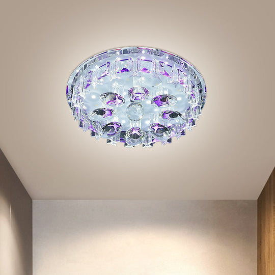 Contemporary Crystal Hallway LED Ceiling Lamp in Purple/Coffee - Warm/White Light
