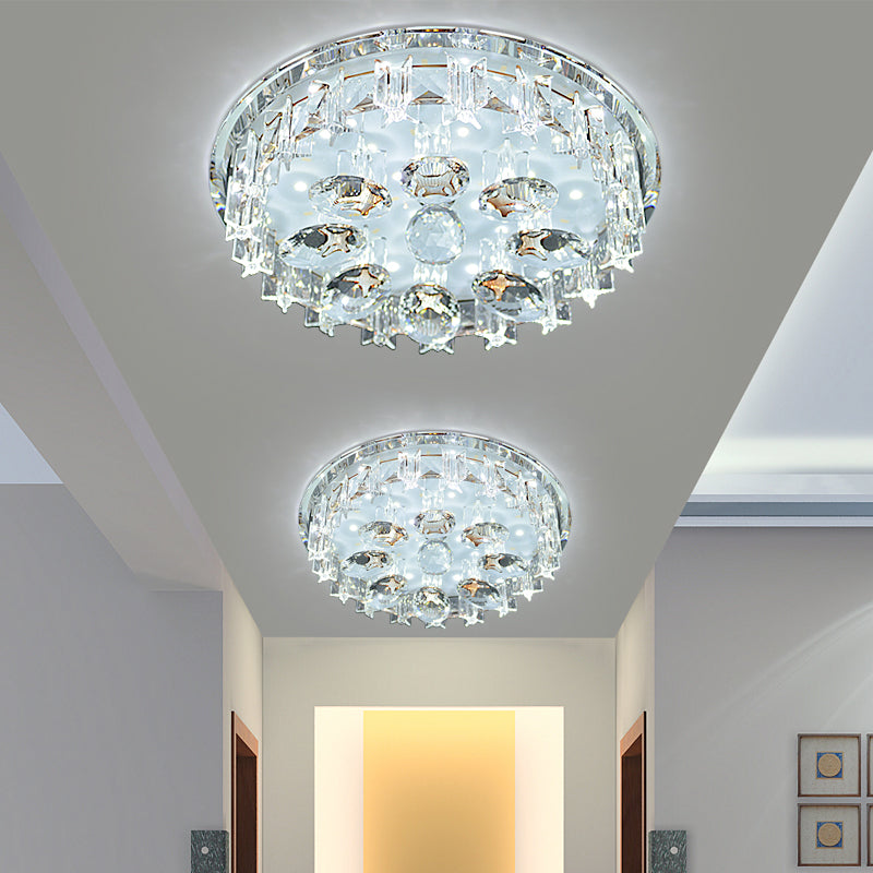 Contemporary Crystal Hallway LED Ceiling Lamp in Purple/Coffee - Warm/White Light