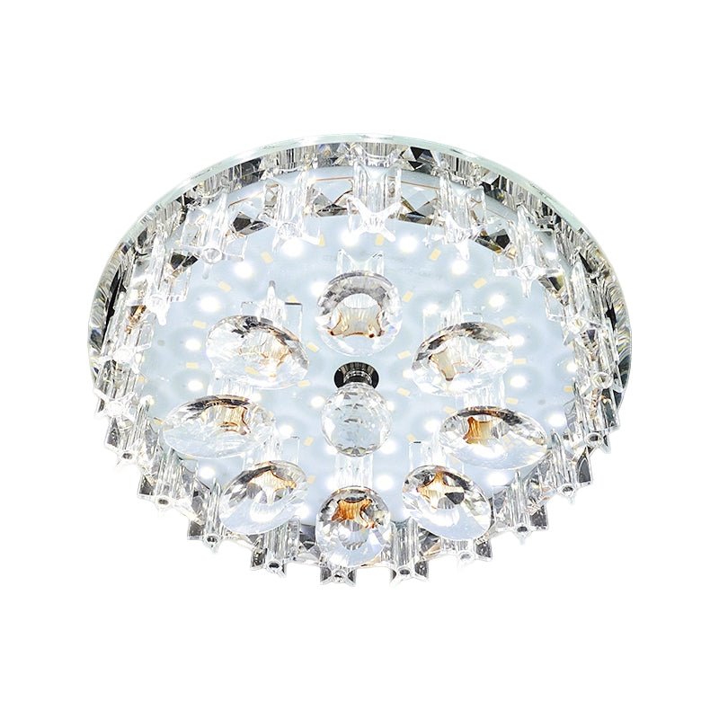 Contemporary Crystal Hallway LED Ceiling Lamp in Purple/Coffee - Warm/White Light
