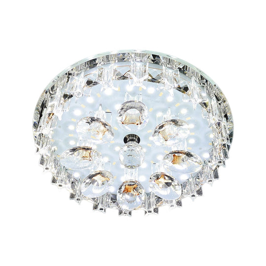 Contemporary Crystal Hallway LED Ceiling Lamp in Purple/Coffee - Warm/White Light