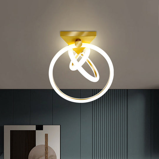 Modern LED Gold Acrylic Flush Mount Ceiling Light for Bedroom