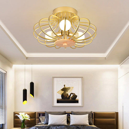 Contemporary Melon Flush Mount Light in Gold - Perfect for Corridors