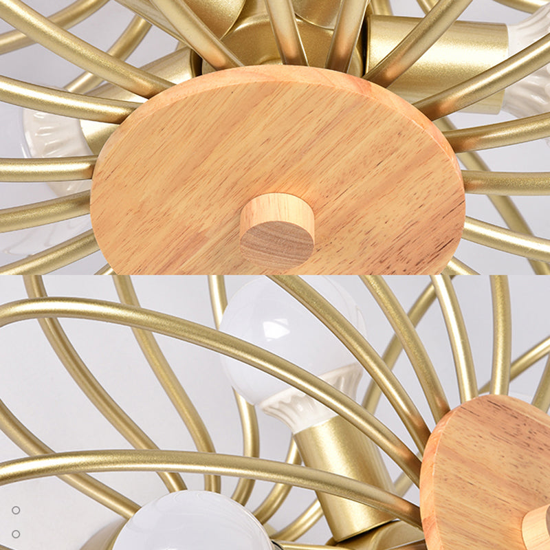 Contemporary Melon Flush Mount Light in Gold - Perfect for Corridors