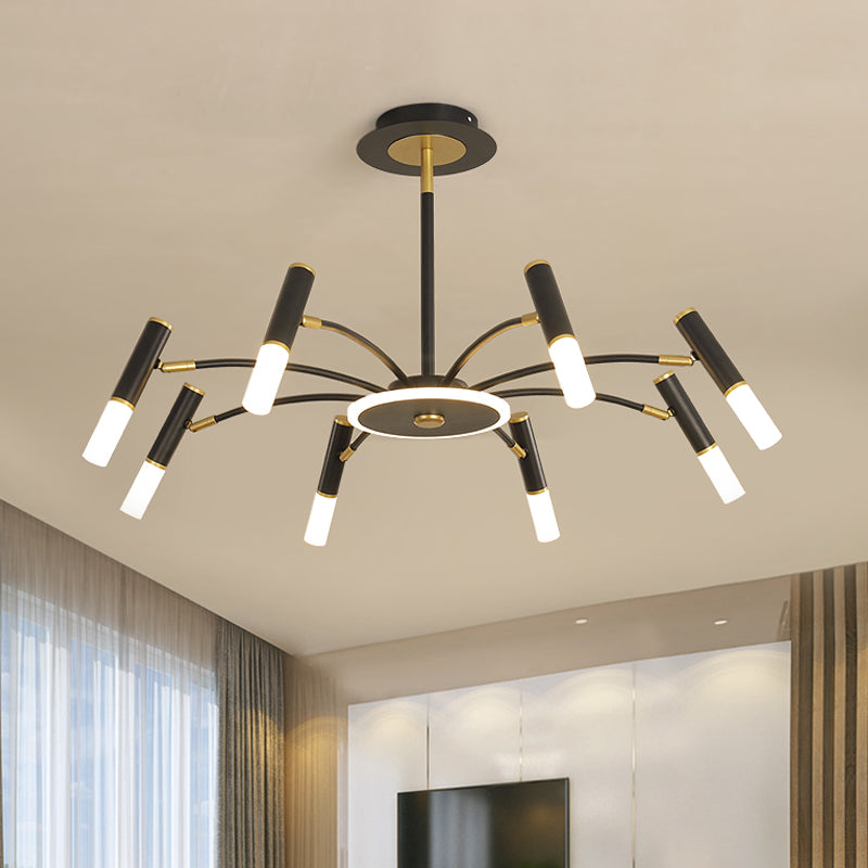 Retro Tube Metallic Chandelier - Black-Gold Suspension Lighting Warm/White Light (6/8/10 Heads) 8 /