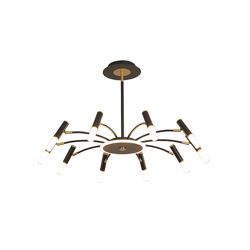 Metallic Tube Hanging Chandelier - Retro 6/8/10-Head Black-Gold - Warm/White Suspension Lighting