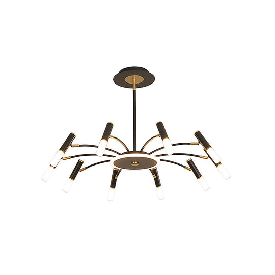 Metallic Tube Hanging Chandelier - Retro 6/8/10-Head Black-Gold - Warm/White Suspension Lighting