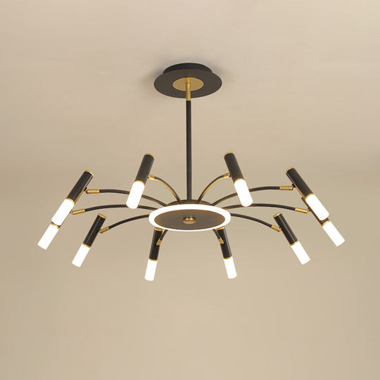 Retro Tube Metallic Chandelier - Black-Gold Suspension Lighting Warm/White Light (6/8/10 Heads)