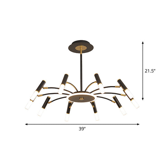 Retro Tube Metallic Chandelier - Black-Gold Suspension Lighting Warm/White Light (6/8/10 Heads)