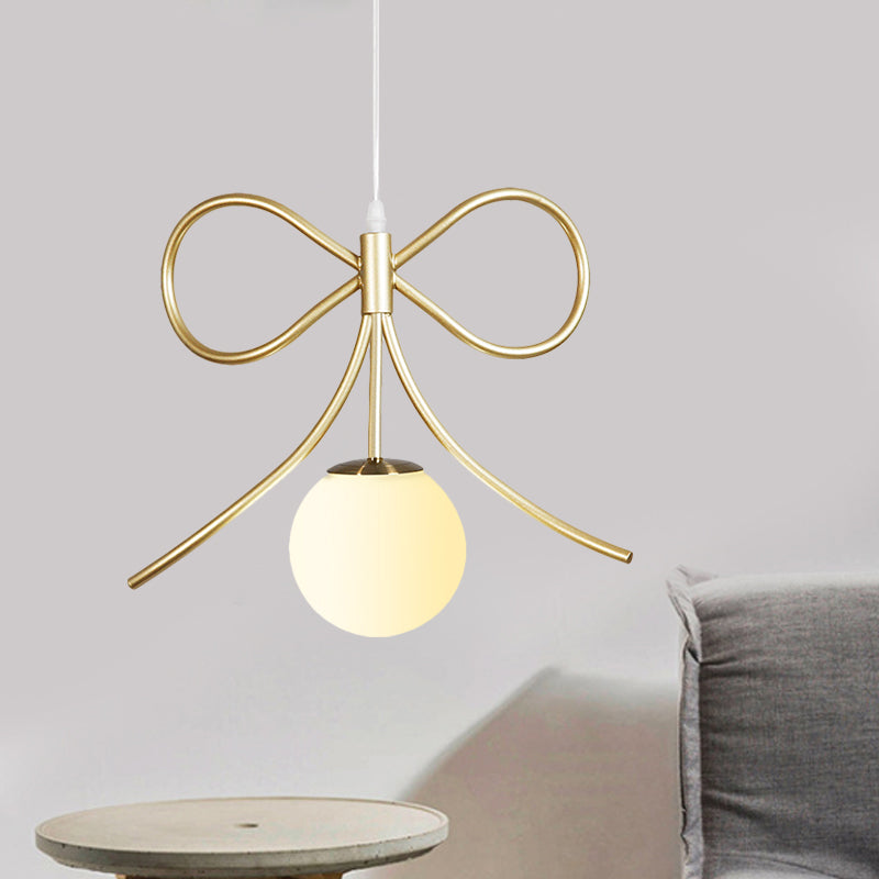Modern Frosted Glass Ball Pendulum Light: 1-Head Gold Hanging Lamp Kit With Unique Design: