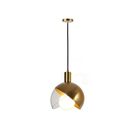 Contemporary Metal Dome Pendant Ceiling Light - Gold With Mobile Shade