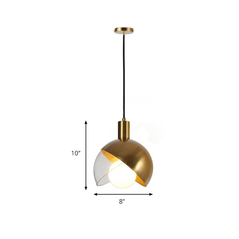 Contemporary Metal Dome Pendant Ceiling Light - Gold With Mobile Shade