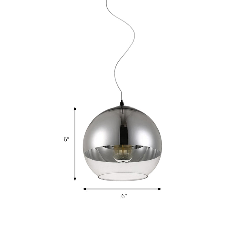 Post-Modern Glass Globe Pendant Light - 6"/8"/10" Width - 1 Light - Sliver Finish