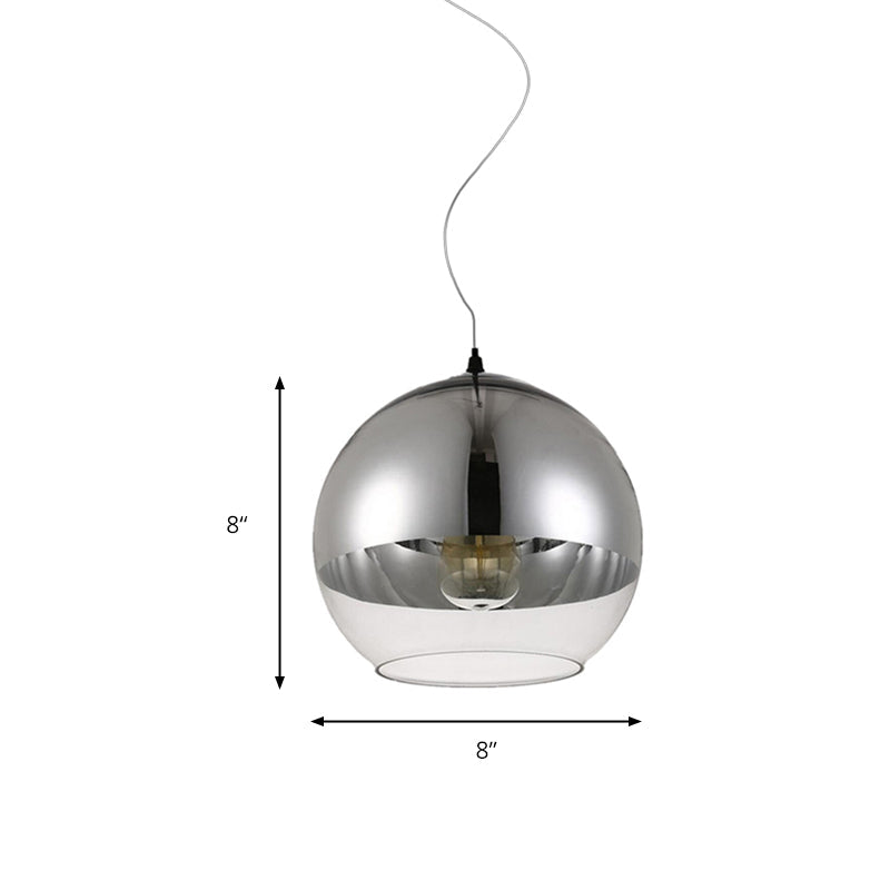 Post-Modern Glass Globe Pendant Lighting - 6/8/10W 1 Light Sliver Finish