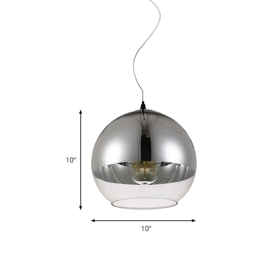 Post-Modern Glass Globe Pendant Light - 6"/8"/10" Width - 1 Light - Sliver Finish