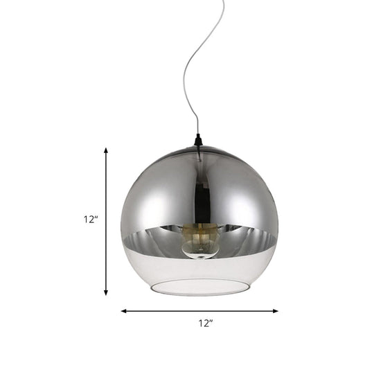 Post-Modern Glass Globe Pendant Lighting - 6/8/10W 1 Light Sliver Finish