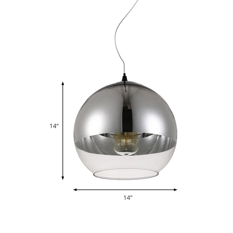Post-Modern Glass Globe Pendant Lighting - 6/8/10W 1 Light Sliver Finish