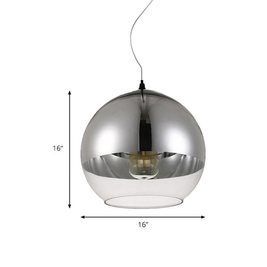 Post-Modern Glass Globe Pendant Light - 6"/8"/10" Width - 1 Light - Sliver Finish