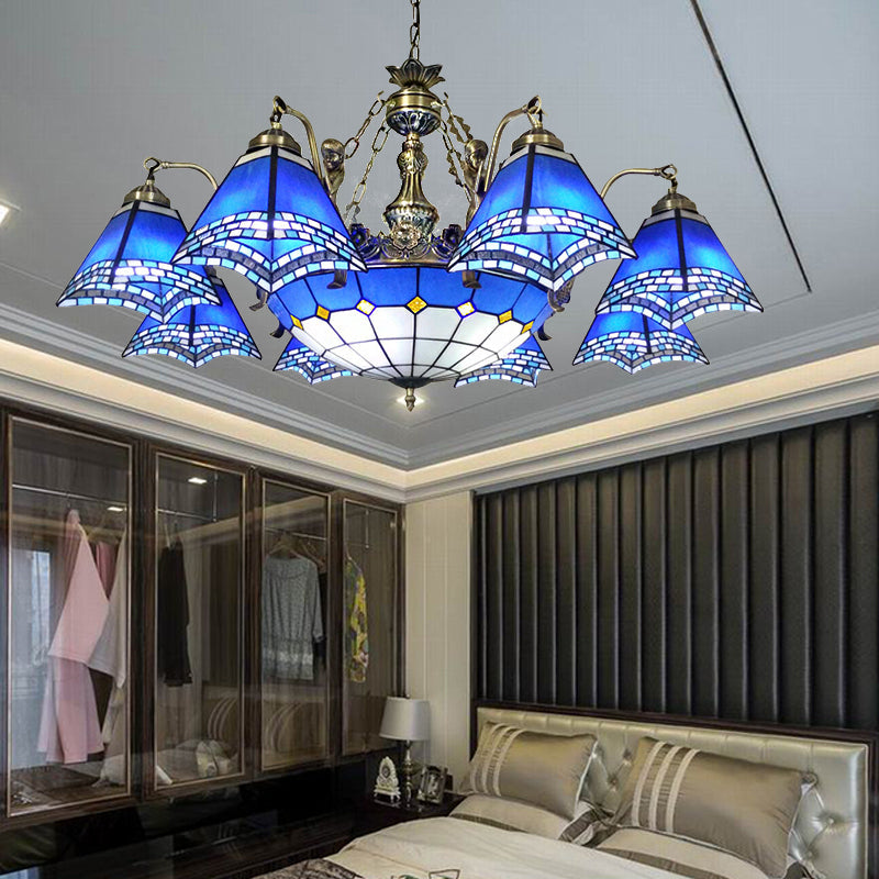 Lustre en verre teinté bleu de style sirène pour chambre à coucher