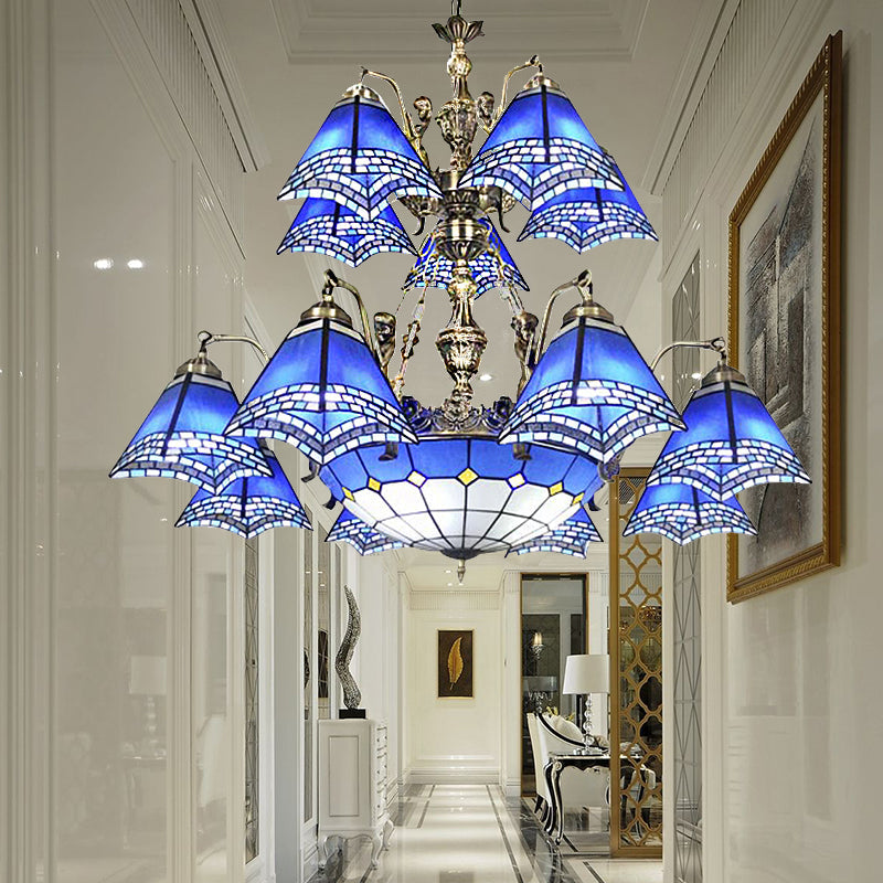 Lustre en verre teinté bleu de style sirène pour chambre à coucher