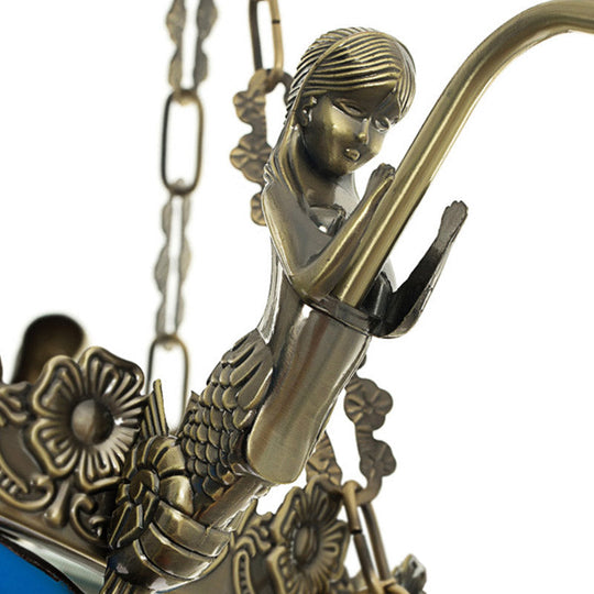 Lustre en verre teinté bleu de style sirène pour chambre à coucher
