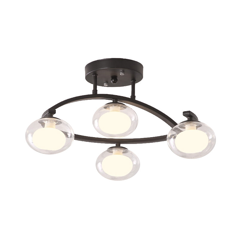 Lampe à bras pivotant pour montage semi-plafond avec abat-jour ovale - Lampe contemporaine en métal pour cafés