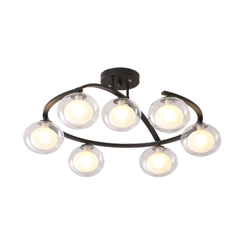 Lampe à bras pivotant pour montage semi-plafond avec abat-jour ovale - Lampe contemporaine en métal pour cafés