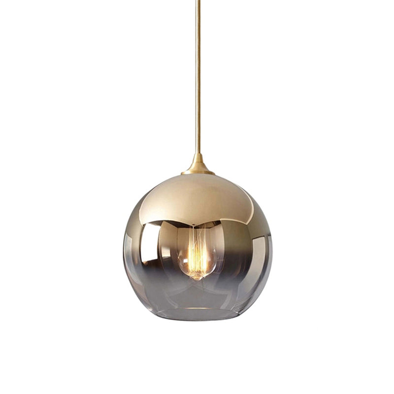 Contemporary Globe Pendant Glass Light with Fading Shade – Gold, 1 Light, 8/10/12"W