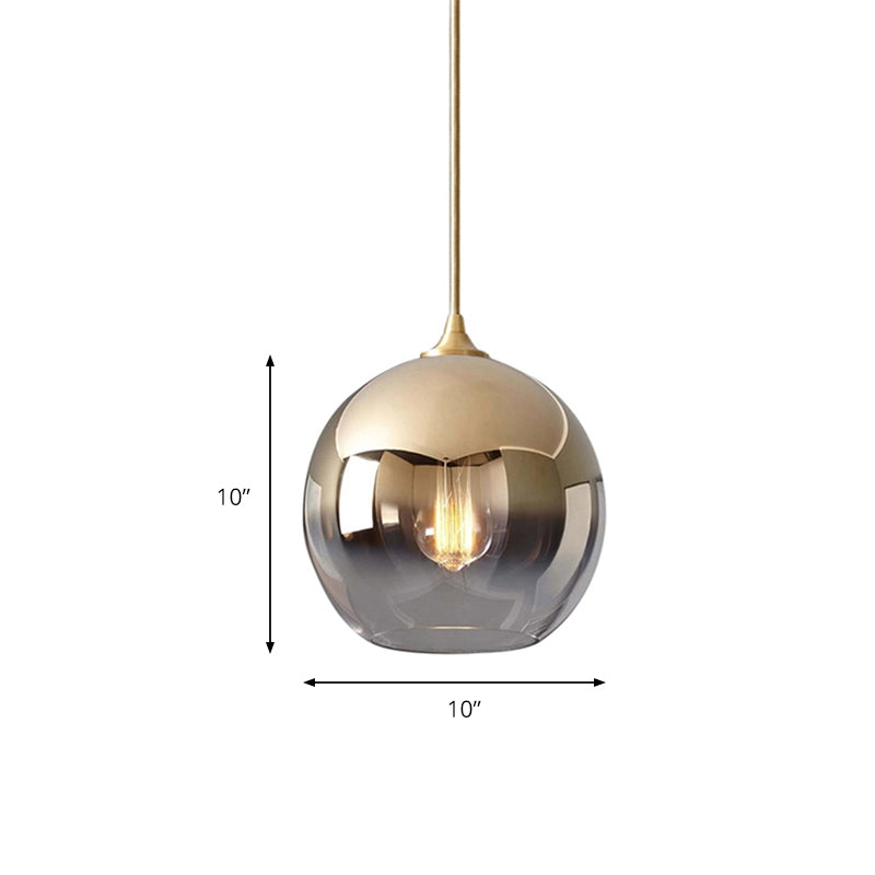 Contemporary Globe Pendant Glass Light with Fading Shade – Gold, 1 Light, 8/10/12"W