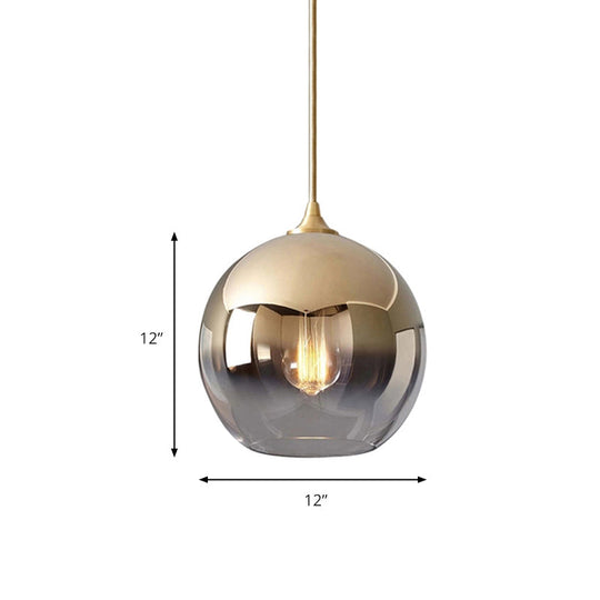 Contemporary Globe Pendant Glass Light with Fading Shade – Gold, 1 Light, 8/10/12"W