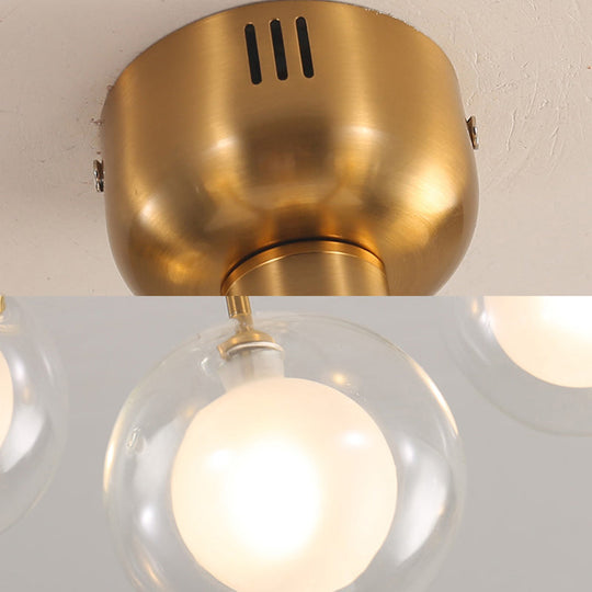 Plafonnier semi-encastré moderne à 5 lampes en verre pour hall d'entrée et couloir