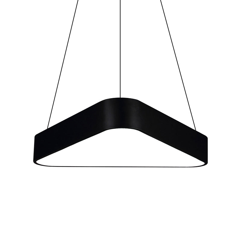 Modern LED Triangle Suspension Lighting - 18"/23.5" Long - White/Black/Silver Hanging Lamp in White/Warm Light