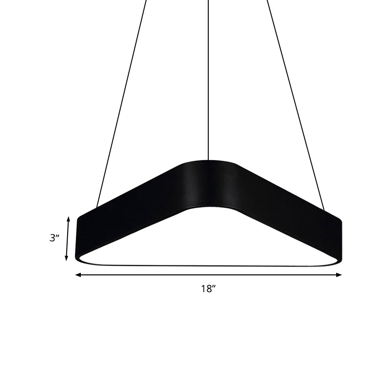 Modern Metal Triangle Suspension Led Hanging Lamp - 18/23.5 Long White/Black/Silver White/Warm Light