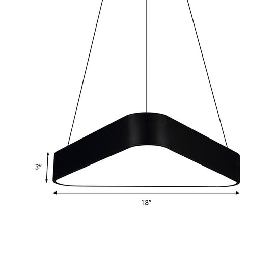 Modern Metal Triangle Suspension Led Hanging Lamp - 18/23.5 Long White/Black/Silver White/Warm Light