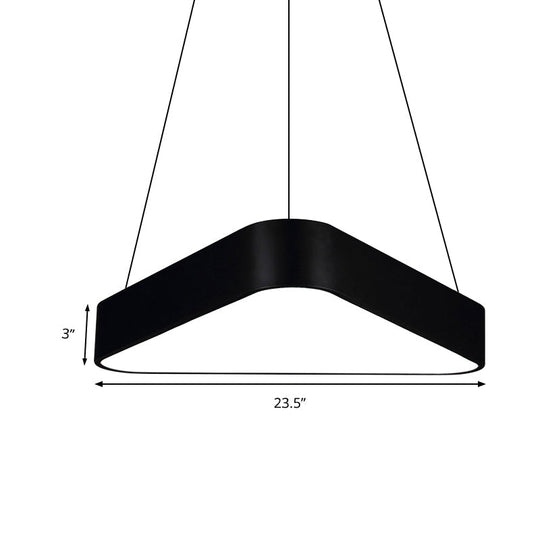 Modern LED Triangle Suspension Lighting - 18"/23.5" Long - White/Black/Silver Hanging Lamp in White/Warm Light